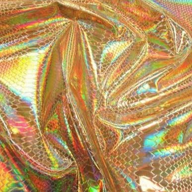iFabric Gold Nuevo Viper Cobra Snake Holographic Embossed Iridescent Vinyl Fabric